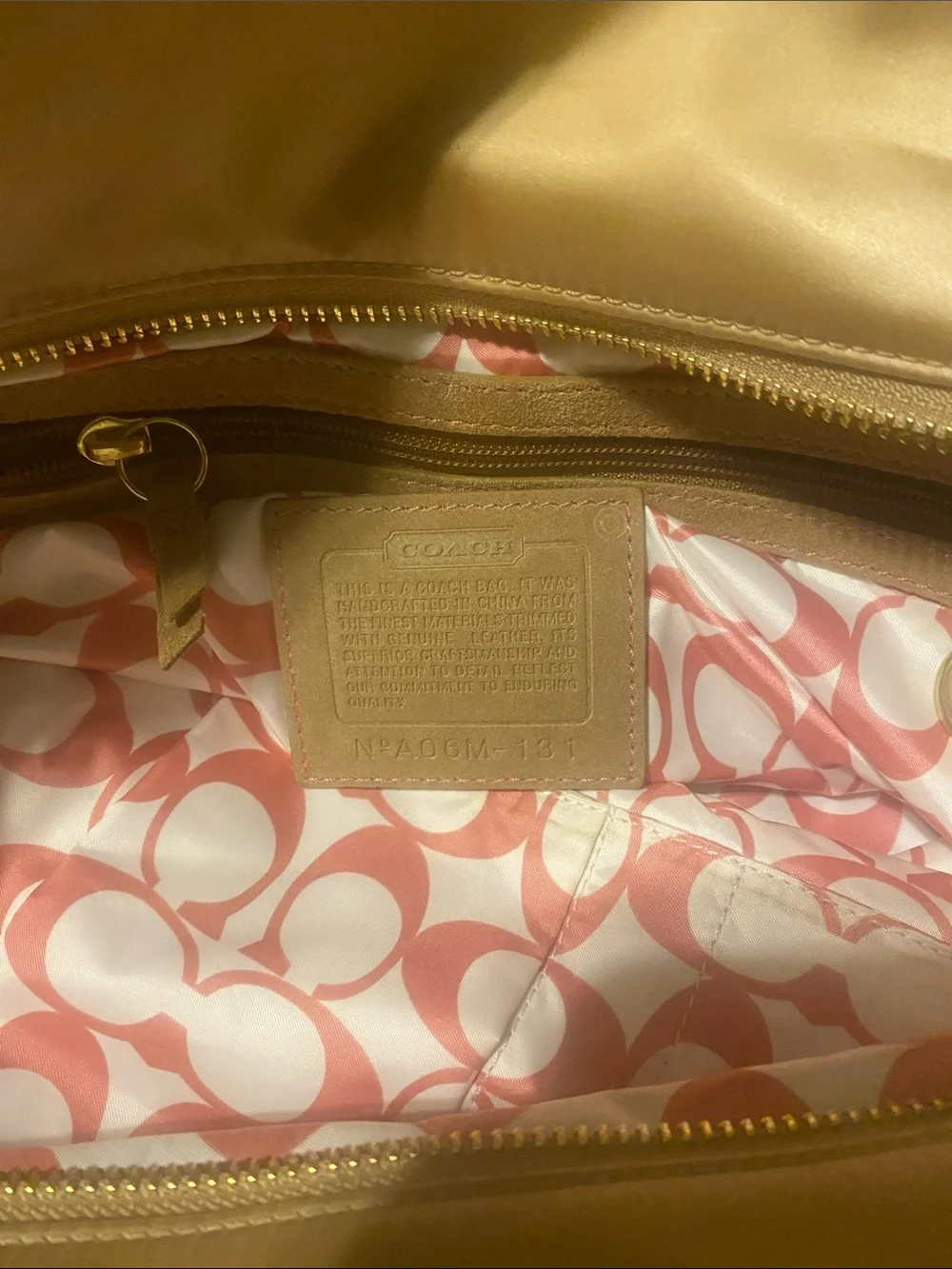 Coach tote tan